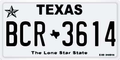 TX license plate BCR3614