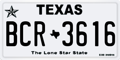 TX license plate BCR3616