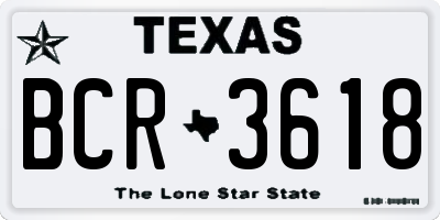 TX license plate BCR3618