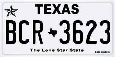 TX license plate BCR3623