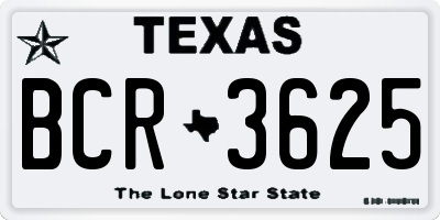 TX license plate BCR3625