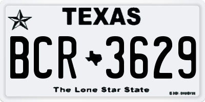 TX license plate BCR3629