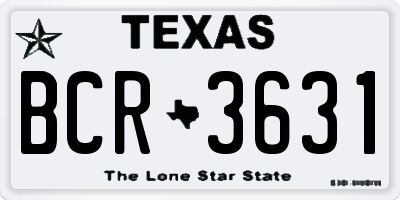 TX license plate BCR3631
