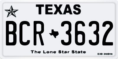TX license plate BCR3632