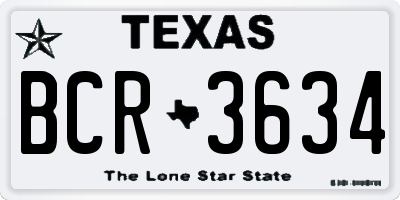 TX license plate BCR3634