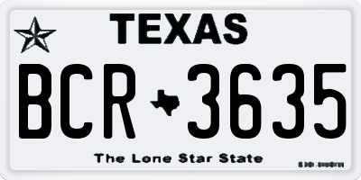 TX license plate BCR3635