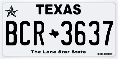TX license plate BCR3637