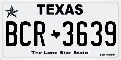 TX license plate BCR3639