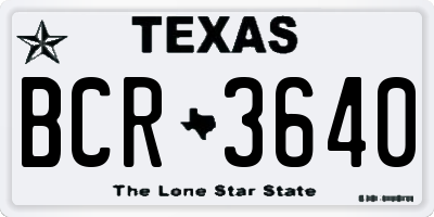 TX license plate BCR3640