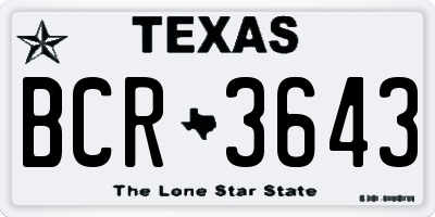 TX license plate BCR3643