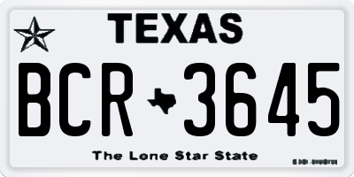 TX license plate BCR3645