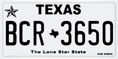 TX license plate BCR3650