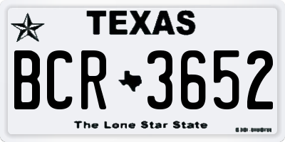 TX license plate BCR3652