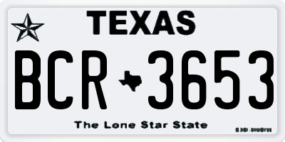 TX license plate BCR3653