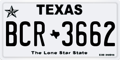 TX license plate BCR3662