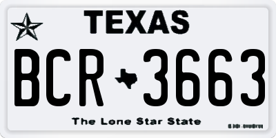 TX license plate BCR3663