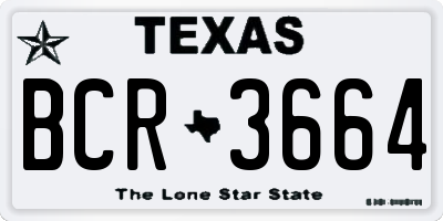 TX license plate BCR3664