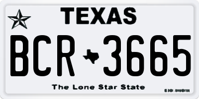 TX license plate BCR3665