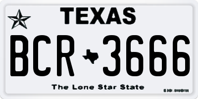 TX license plate BCR3666