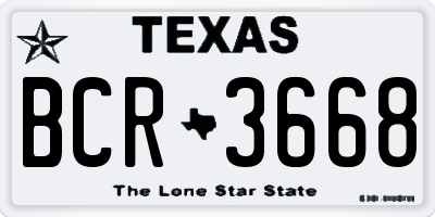 TX license plate BCR3668