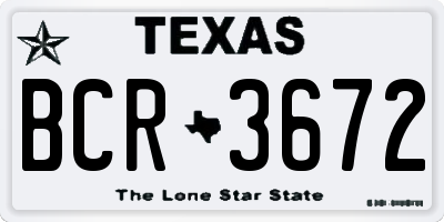 TX license plate BCR3672