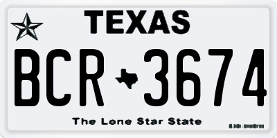 TX license plate BCR3674