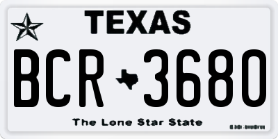 TX license plate BCR3680