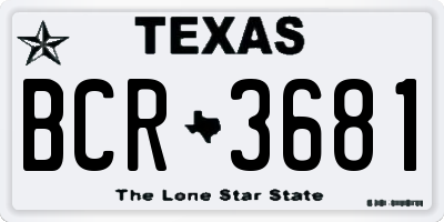 TX license plate BCR3681