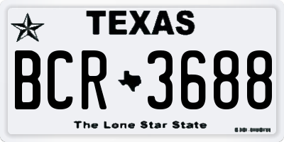 TX license plate BCR3688