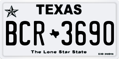TX license plate BCR3690