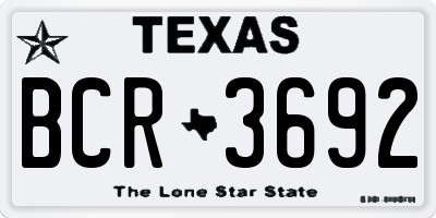 TX license plate BCR3692