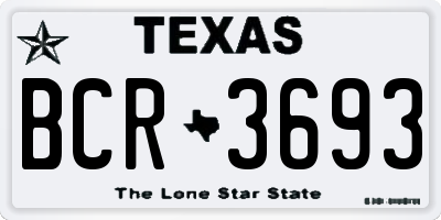 TX license plate BCR3693