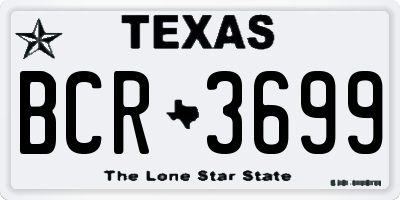 TX license plate BCR3699