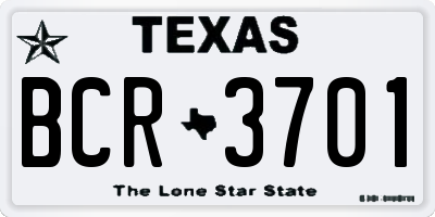 TX license plate BCR3701