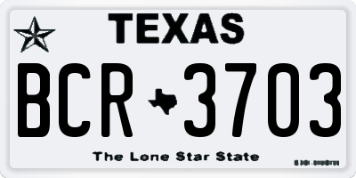 TX license plate BCR3703