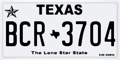 TX license plate BCR3704