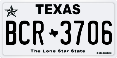 TX license plate BCR3706