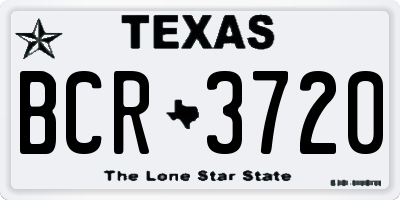 TX license plate BCR3720