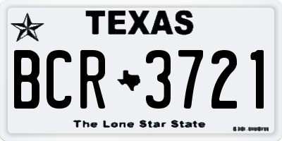 TX license plate BCR3721