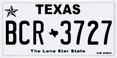 TX license plate BCR3727
