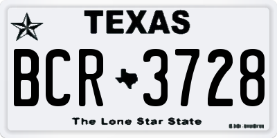 TX license plate BCR3728