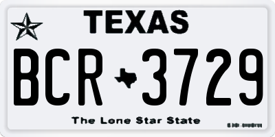 TX license plate BCR3729
