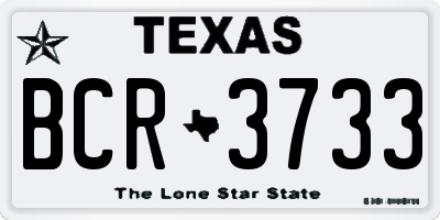 TX license plate BCR3733