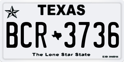 TX license plate BCR3736