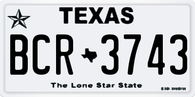 TX license plate BCR3743