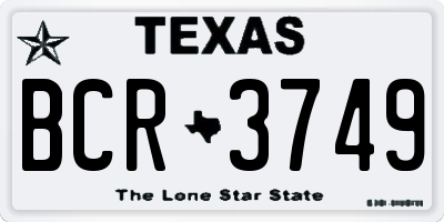 TX license plate BCR3749