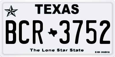 TX license plate BCR3752