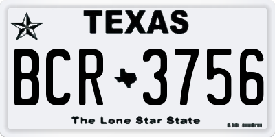 TX license plate BCR3756