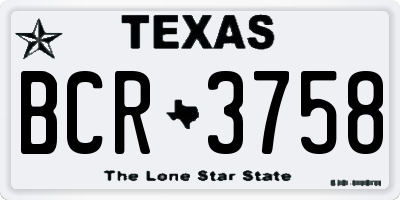 TX license plate BCR3758