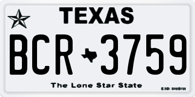TX license plate BCR3759